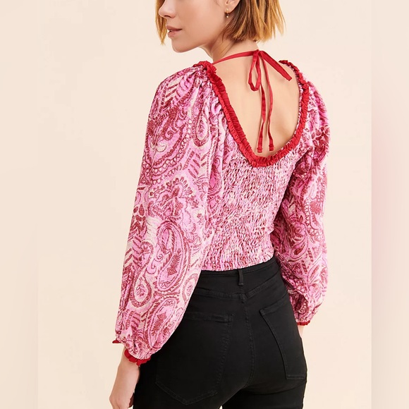FREE PEOPLE DARE ME VELVET BLOUSE   NWT - Picture 2 of 7